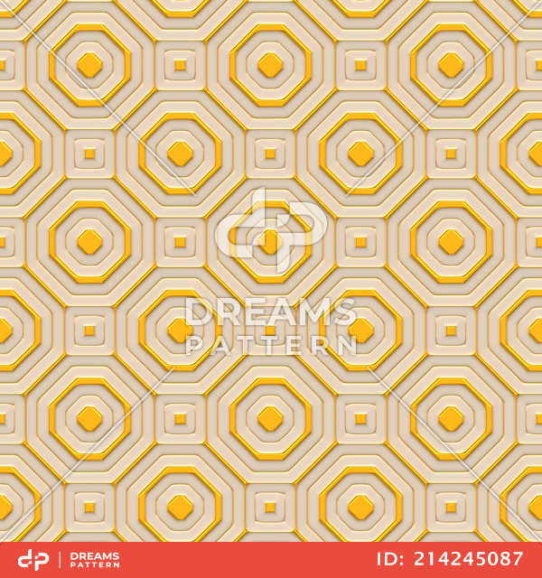 Luxury Golden Geometric Pattern, Seamless 3D Rendering Texture Ready for Textile Prints.