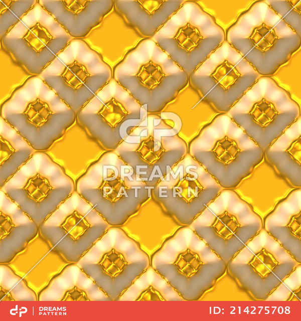 Luxury Golden Geometric Pattern, Seamless 3D Rendering Texture Ready for Textile Prints.