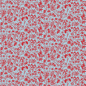 Seamless Hand Drawn Mini Flowers. Repeating Pattern on Light Blue Background.