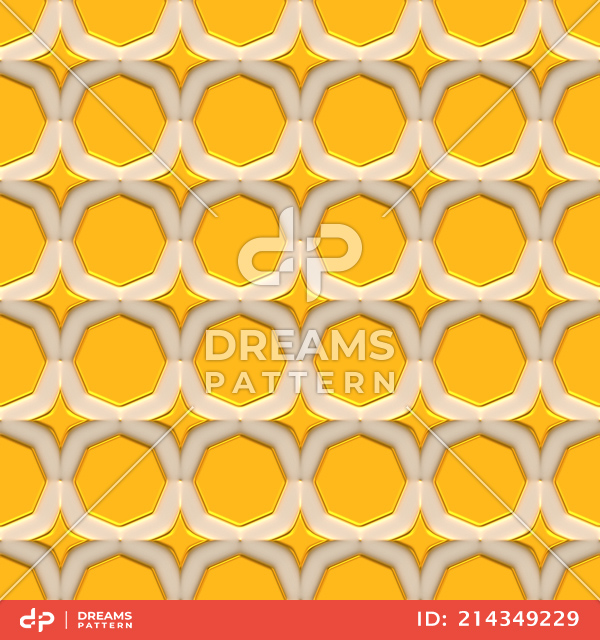 Luxury Golden Geometric Pattern, Seamless 3D Rendering Texture Ready for Textile Prints.