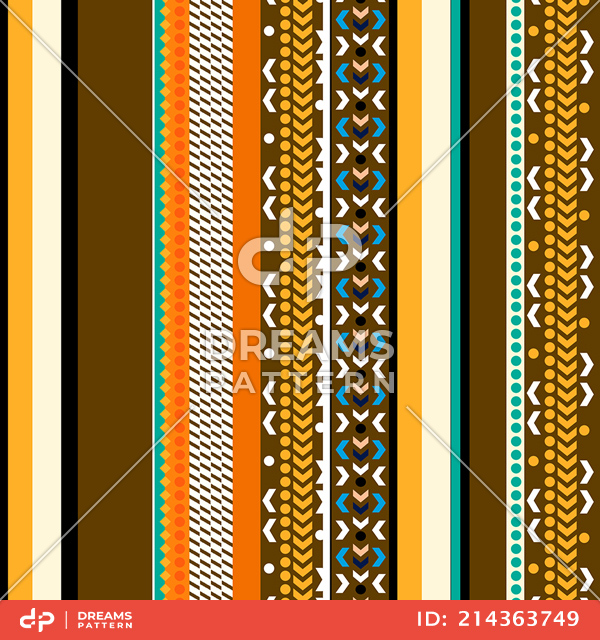 Seamless Trendy Mix Stripes and Dots, Colored Lined Pattern Ready for Textile Prints.