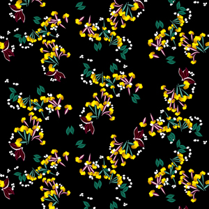 Seamless Mini Golden Flowers with Leaves, Abstract Pattern Ready for Textile Prints.