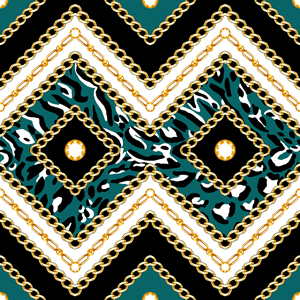 Seamless Symmetric Pattern of Golden Baroque with Chains, Ready for Textile Prints.