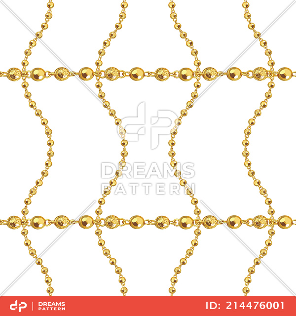 Seamless Golden Chains on White. Repeat Design Ready for Textile Prints.