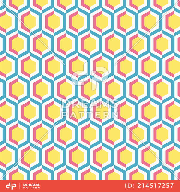 Seamless Abstract Geometric Design of Hexagen Shapes. Repeated Pattern for Textile Prints.