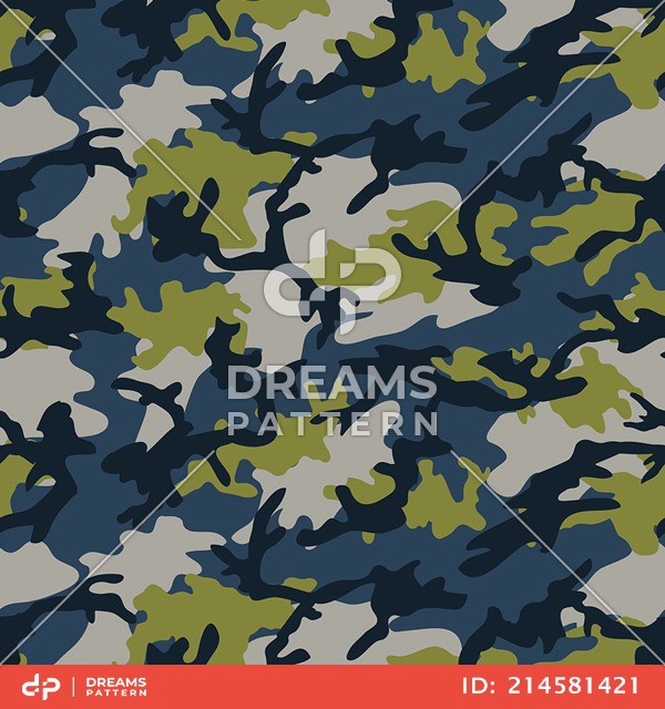 Seamless Army Camouflage, Colored Military Background Ready for Textile Prints.