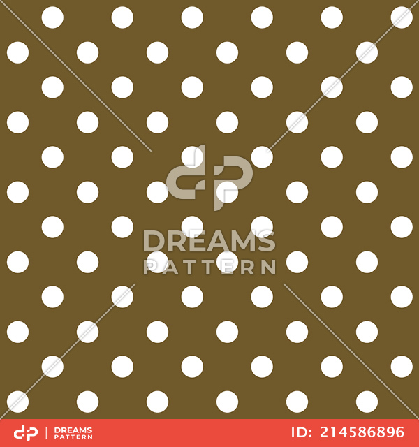 Seamless Pattern with White Polka Dots on Khaki, Ready for Textile Prints.