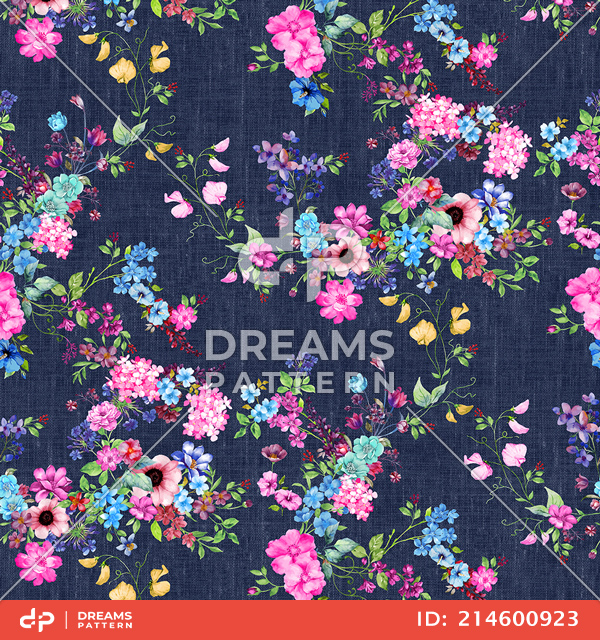 Seamless Watercolor Floral Pattern, Beautiful Small Flowers Ready for Textile Prints.