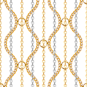 Seamless Trendy Pattern of Golden and Silver Chains Designed for Textile Prints.