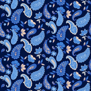 Seamless Paisley Pattern, Vintage Aztec Style on Dark Blue Background.
