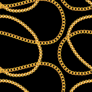Seamless Pattern of Golden Chains on Black Background Ready for Textile Prints.