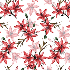 Seamless Floral Pattern with Leaves, Colorful Flowers Design Ready for Textile Prints.