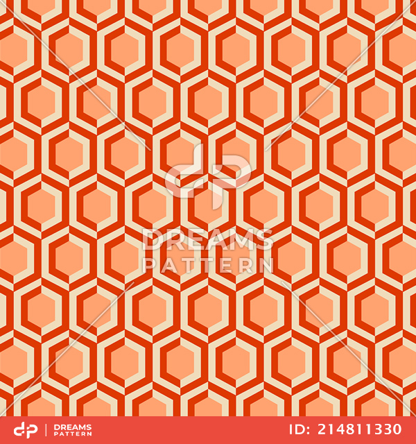 Seamless Abstract Geometric Design of Hexagen Shapes. Repeated Pattern for Textile Prints.