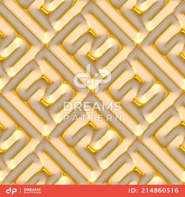 Luxury Golden Geometric Pattern, Seamless 3D Rendering Texture Ready for Textile Prints.