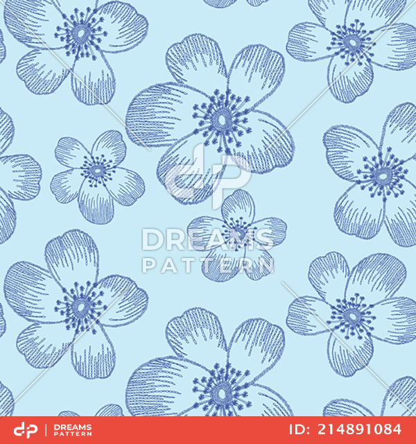 Seamless Embroidery Flowers Pattern. Fashion Art for Clothes, T-shirt and Textile.