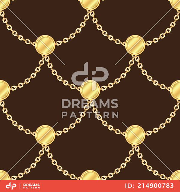 Seamless Luxury Golden Motifs with Chains, Ready Pattern for Textile Prints.