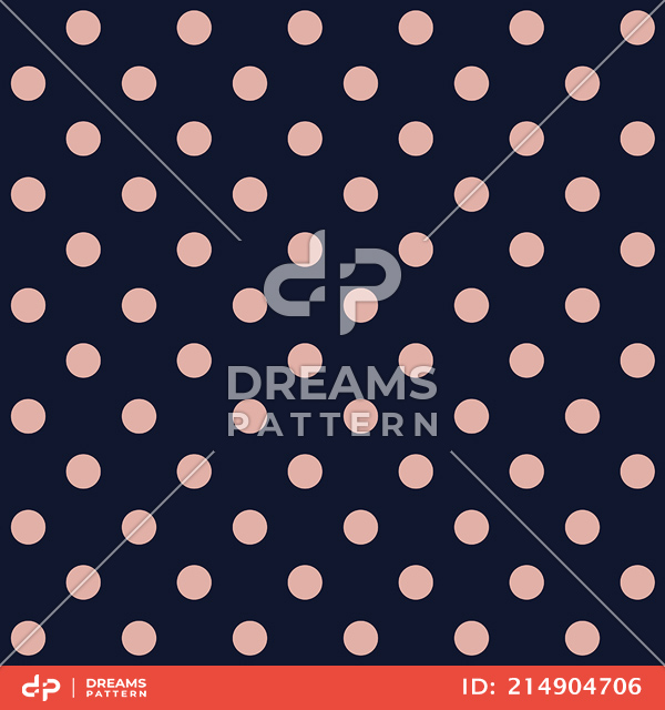 Seamless Pattern with Light Pink Polka Dots on Dark Blue, Ready for Textile Prints.