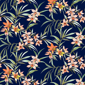 Seamless Tropical Floral with Leaves, Romantic Flowers Pattern Ready for Textile Prints.
