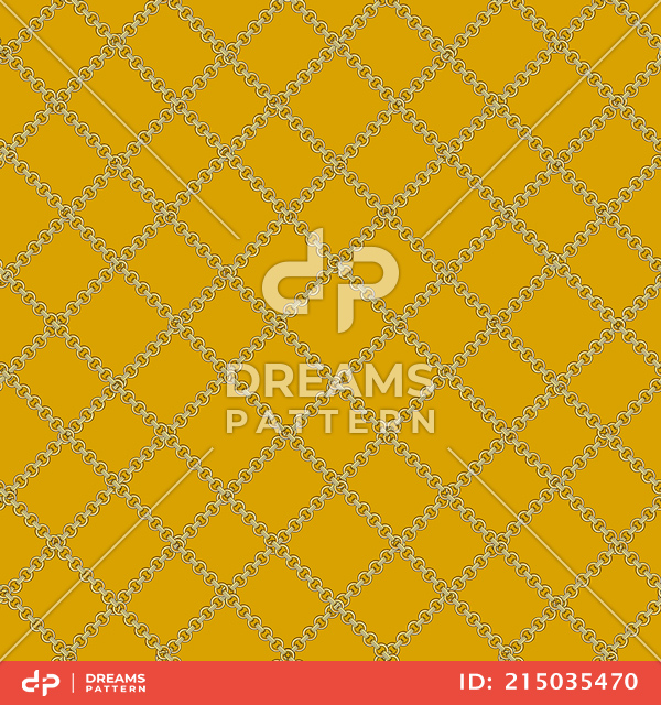 Seamless Pattern of Golden Chains Designed with diagonal form Ready for Textile Prints.