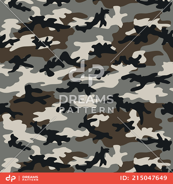 Seamless Army Camouflage, Colored Military Background Ready for Textile Prints.