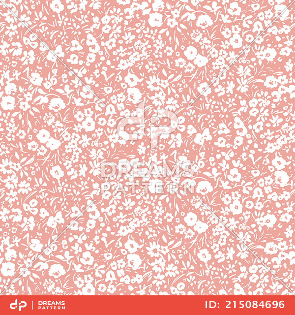 Seamless Pattern of White Floral on Pink Background Ready for Textile Prints.