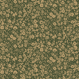Seamless Pattern of Beige Floral on Dark Green Background Ready for Textile Prints.