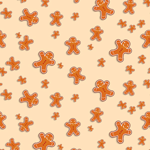 Seamless Pattern of Christmas Cookies on Lightbrown Ready for Textile Prints.