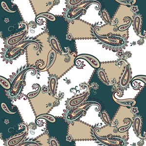 Seamless Colored Paisley Pattern, Patch for Print, Fabric, Textile Design.