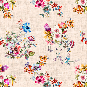 Seamless Colorful Floral Pattern, Ready for Textile Prints on Peach Background.