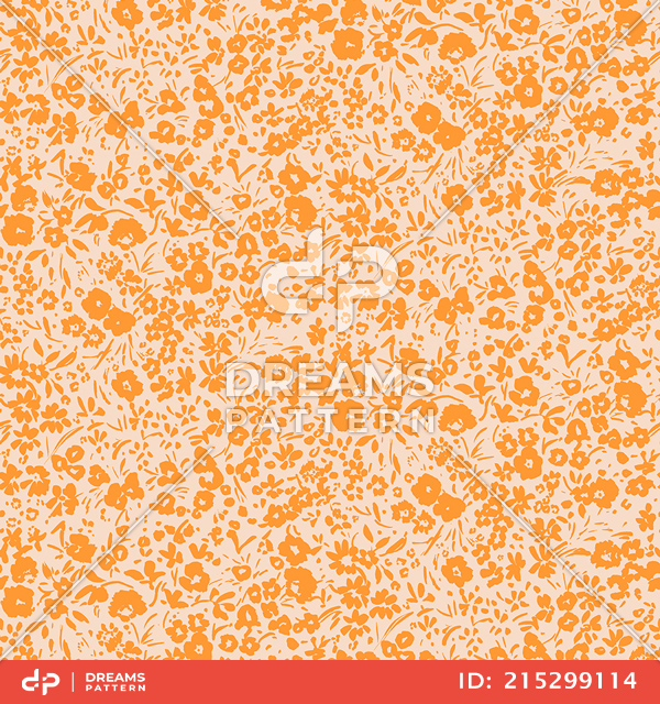 Seamless Pattern of Orange Floral on Beige Background Ready for Textile Prints.