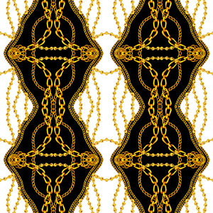 Seamless Symmetric Pattern of Golden Chains on White Background Ready for Textile Prints.