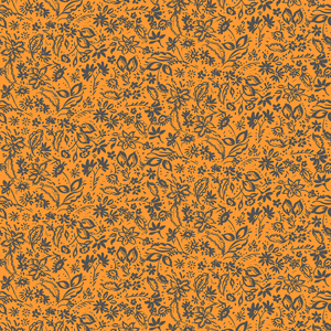 Seamless Hand Drawn Mini Flowers. Repeating Pattern on Orange Background.