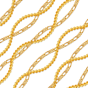 Seamless Pattern of Golden Chains. Curved Waves, Designed with diagonal form.