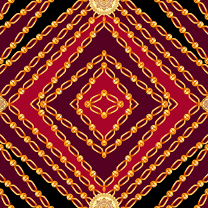 Seamless Golden Chains Pattern, on Maroon Background. Ready for Textile Print.