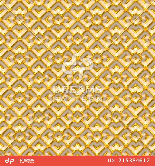 Luxury Golden Geometric Pattern, Seamless 3D Rendering Texture Ready for Textile Prints.