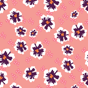 Seamlees Hand Drawn Flowers, on Pink Background, Ready for Textile Prints.