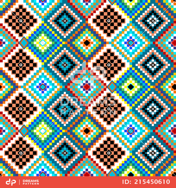 Seamless Diamond Geometric Pattern. Traditional Ethnic Design for Textile Prints.