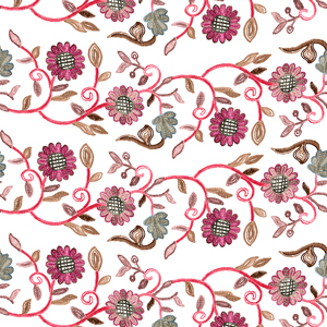Seamless Embroidery Pattern of Flowers with Leaves Designed for Fabric Textile.