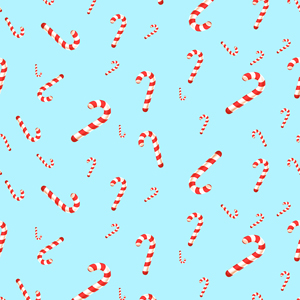 Seamless Pattern of Christmas Candy on Light Blue Ready for Textile Prints.