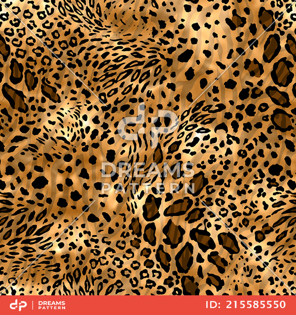 Seamless Wild Skin Pattern. Mix of Tiger, Jaguar and Leopard Print Ready for Textile.