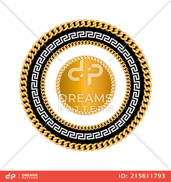 Luxury Decorative Pattern of Golden Motif with Chains Isolated on White.
