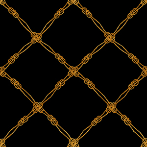 Golden Ropes on Black Background, Seamless Pattern For Textile.