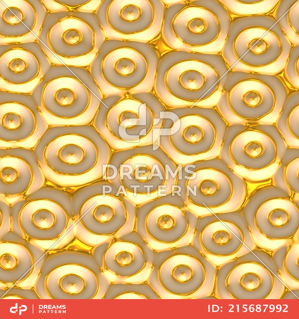 Luxury Golden Geometric Pattern, Seamless 3D Rendering Texture Ready for Textile Prints.