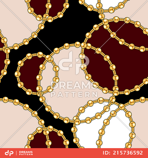 Seamless Pattern of Circular Golden Chains, Ready for Textile Prints.