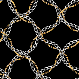 Seamless Golden and Silver Chains Designed with diagonal form Ready for Textile Prints.