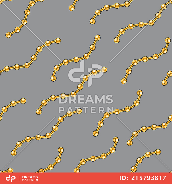 Seamless Golden Chains, Luxury Pattern on Gray Background.