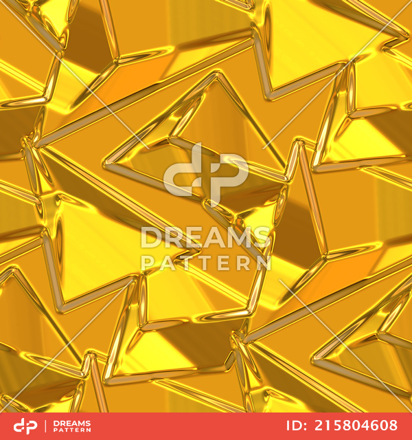 Luxury Golden Geometric Pattern, Seamless 3D Rendering Texture Ready for Textile Prints.