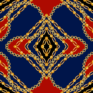 Seamless Golden Chains Pattern, on Colored Background. Ready for Textile Print.