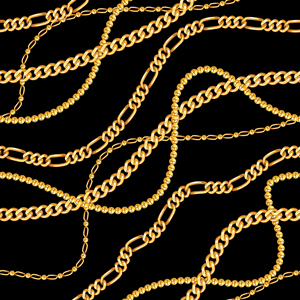 Seamless Pattern of Luxury Golden Chains on Black Background.