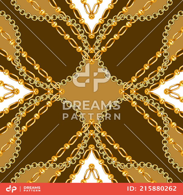 Seamless Golden Chains Pattern, on Khaki Background. Ready for Textile Print.